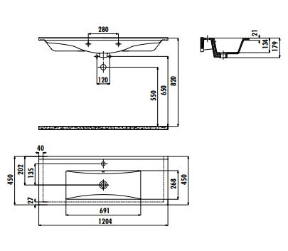 Creavit SU120 Su Dolap Uyumlu Lavabo 45X120 cm Beyaz