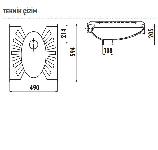 CREAVİT TP590 Omega Çevre Yıkamalı 50x60 cm Tuvalet Taşı