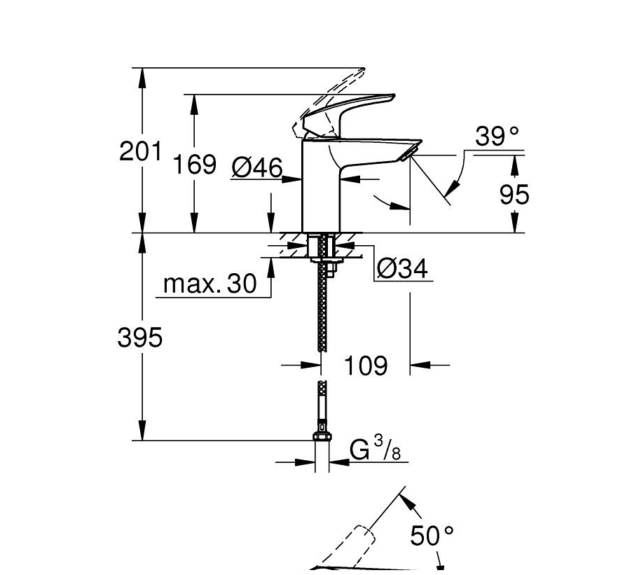 GROHE Eurosmart Lavabo Bataryası Mat Siyah  324672433
