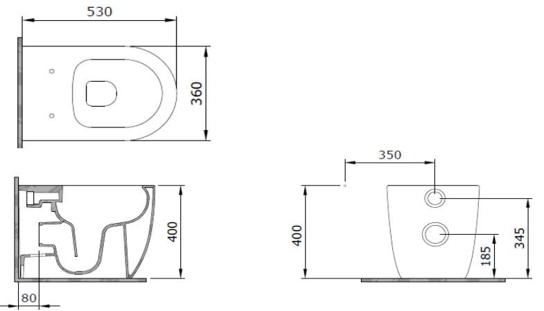 Bocchi 1528-001-0128 Venezia Rimless Tek Klozet ve Kapağı Parlak Beyaz 