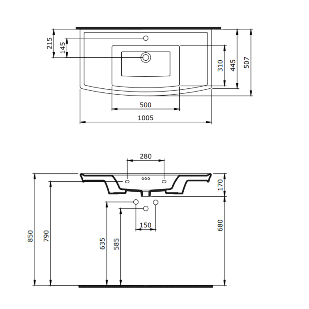 Bocchi Lavita Lavabo ve Ayak 100 cm Mat Siyah