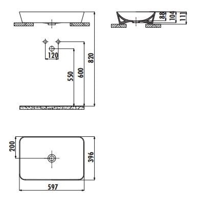 Creavit UL060.00BM Ultra 60 cm Tezgah üstü Lavabo-Basalt Mat (Lacivert)