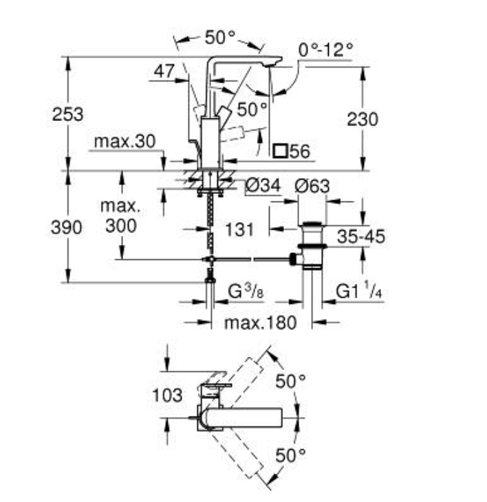 Grohe 32146GN1 Allure New Tek kumandalı lavabo bataryası 1/2