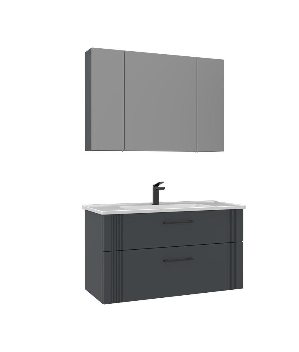 Orka Bari 100 cm Banyo Dolabı Takımı Mat Antrasit