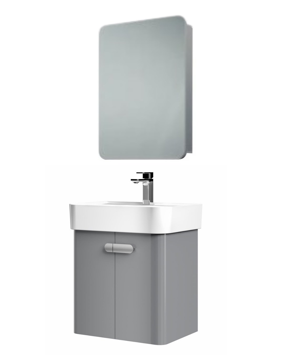 Orka Orbit 55 CM Banyo Dolabı Takımı Parlak Gri