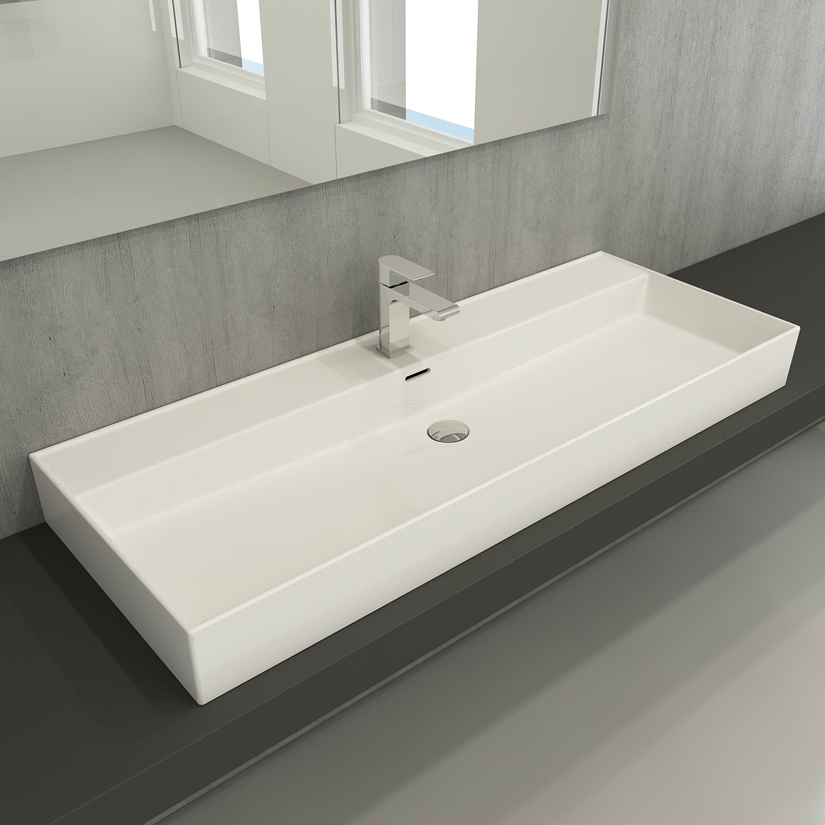 Bocchi Milano Etajerli Lavabo 120 Cm Parlak Beyaz 1394-001-0126