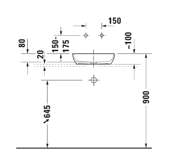Duravit 266001FI00 Sivida DuroCast® Çanak Lavabo 40 cm Beyaz Koyu Gri