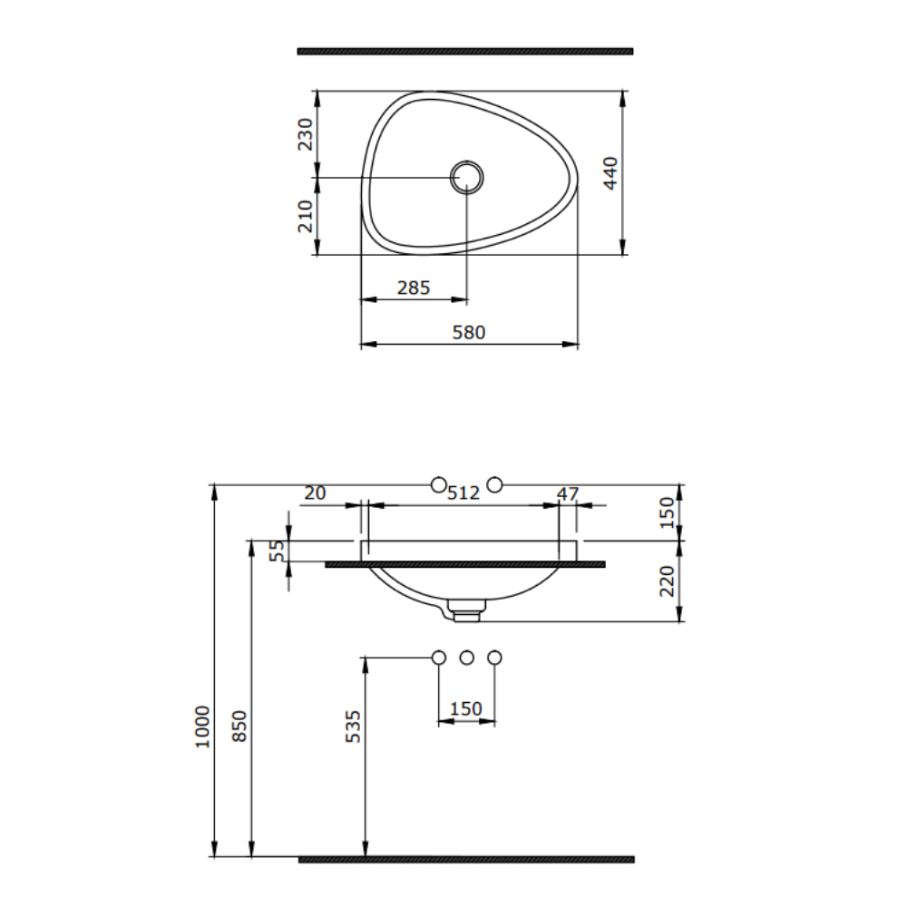Bocchi 1112-005-0125 Etna Tezgah Üstü Lavabo Parlak Siyah 58 Cm