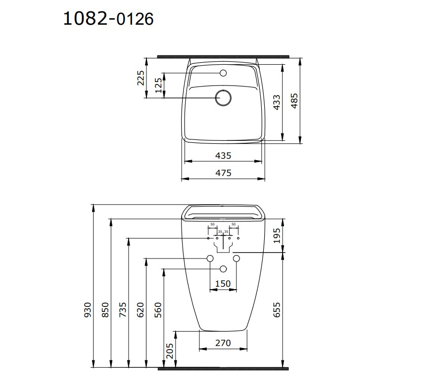 Bocchi Firenze Asma Monoblok Lavabo Parlak Siyah 1082-005-0126