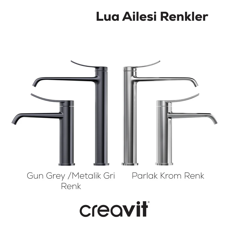 CREAVİT LU1500GR Lua Lavabo Armatürü Metalik Gri