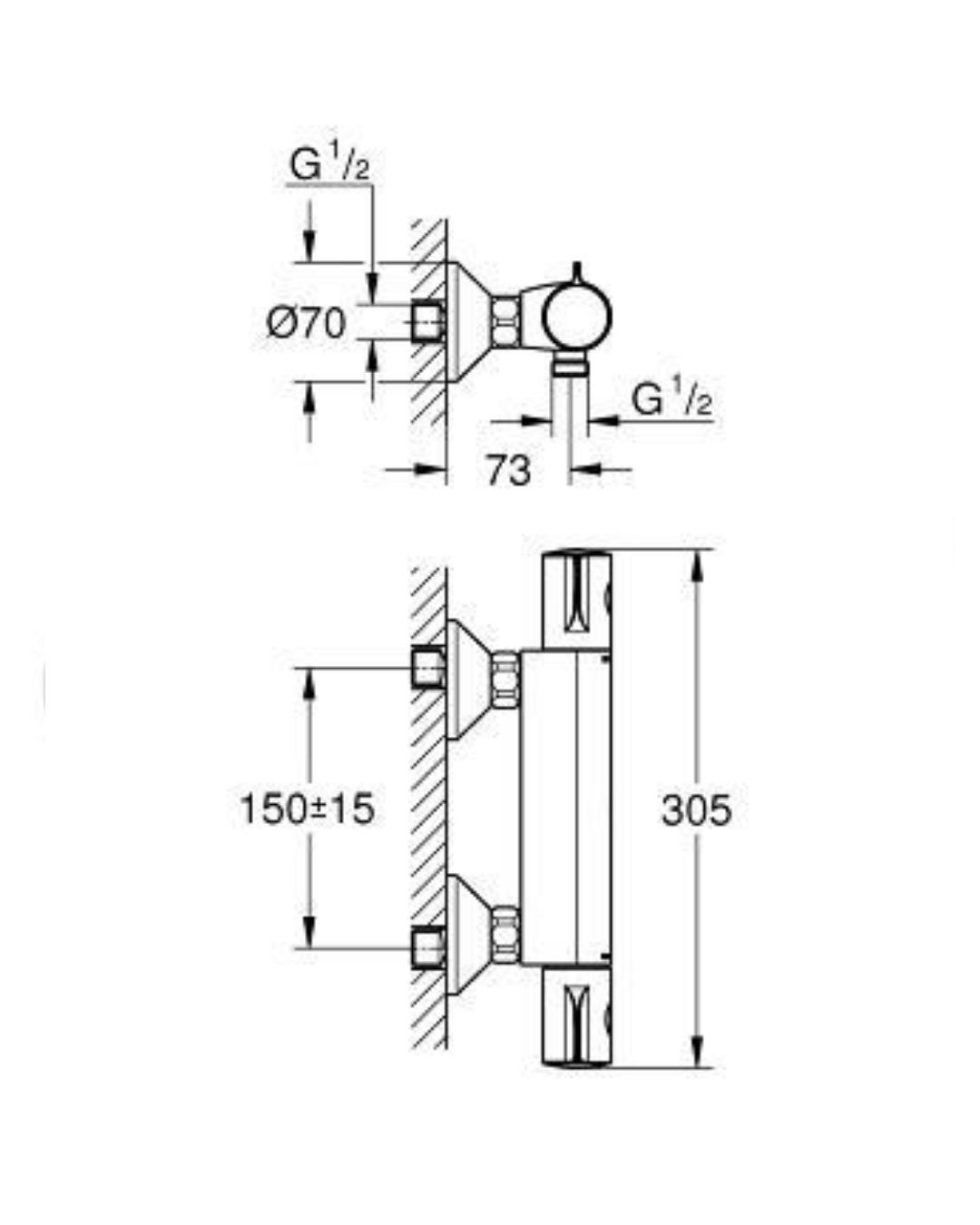 Grohe Grohtherm 800 Termostatik Duş Bataryası-34558000