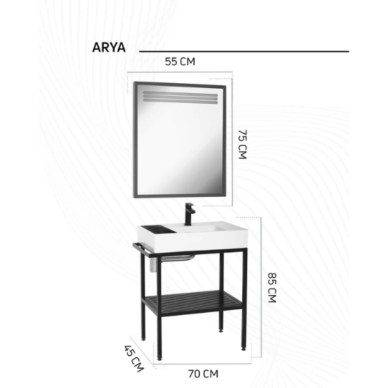 CREAVİT AR065-M Arya 70 cm Banyo Dolabı Takımı 