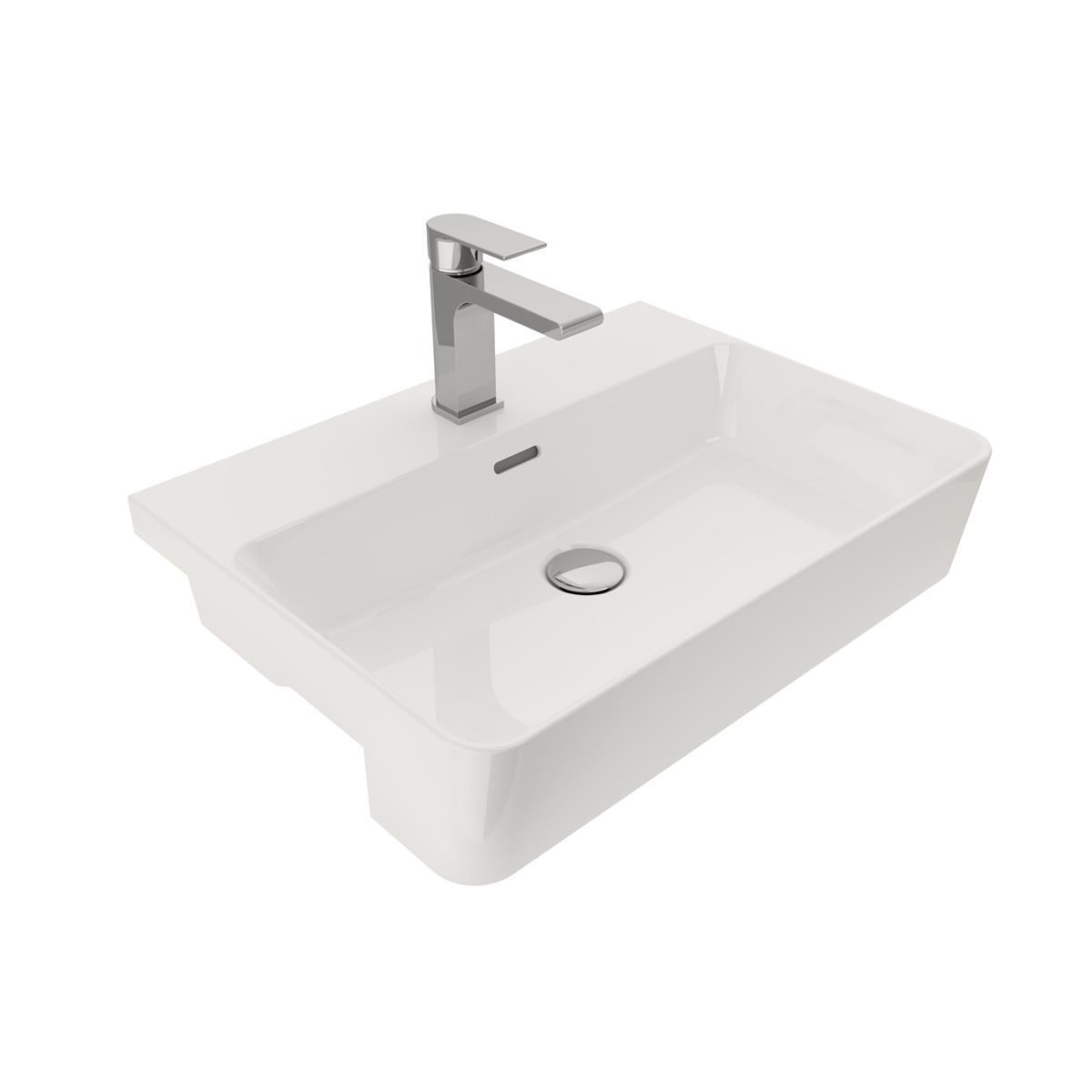 Bocchi Milano Yarım Tezgah Lavabo 56x41 cm Parlak Beyaz 1527-001-0126