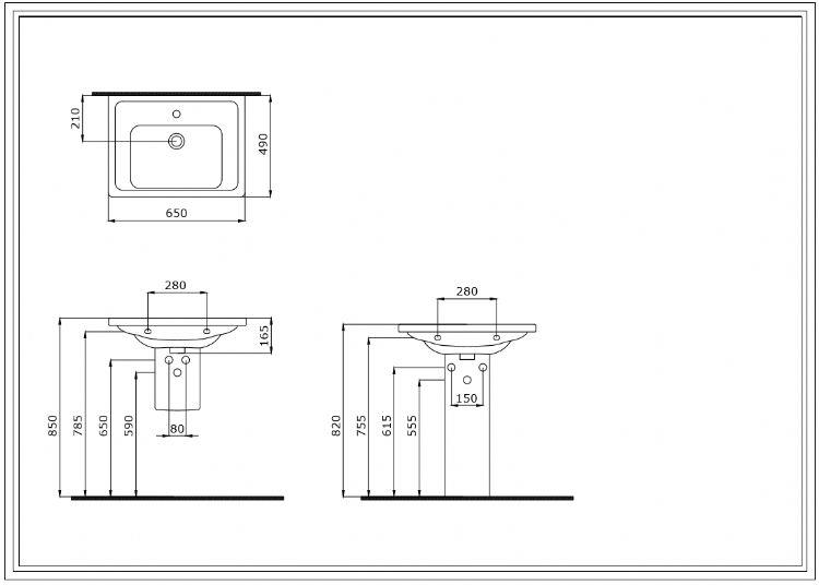 Bocchi 1007-001-0126 Taormina Pro Etajerli Lavabo 65 cm Parlak Beyaz