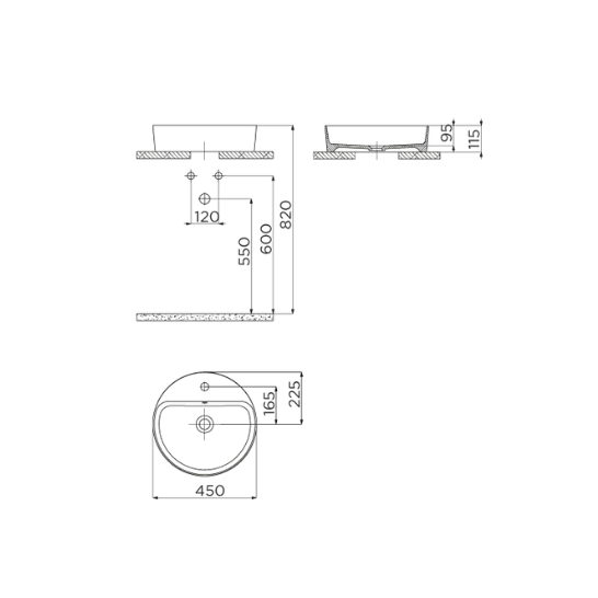Creavit LP146 Loop 45cm Masa Üstü Çanak Lavabo Mat Beyaz