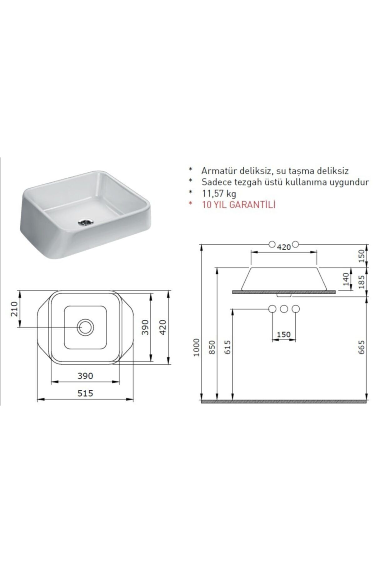 Firenze Çanak Lavabo Mat Beyaz 1005-002-0125