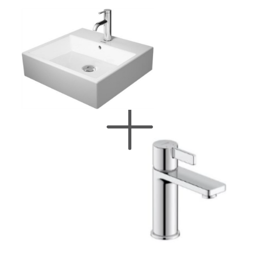 Duravit Vero Air 50 cm Lavabo Ve D-Neo Lavabo Bataryası, Medium