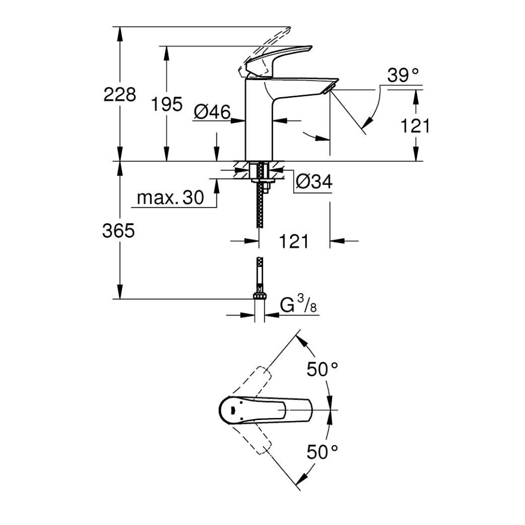 Eurosmart Tek Kumandalı Lavabo Bataryası M-Boyut-23324003