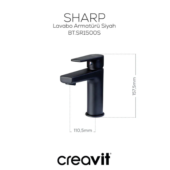 Creavit Sh630SM Sharp 3lü Duş Seti Takımı Mat Siyah