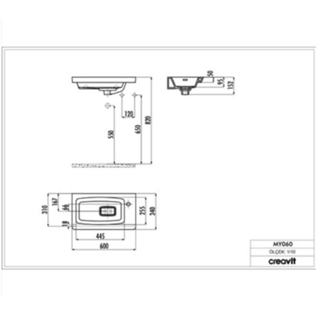 CREAVİT MY060 Memory Etajerli 60 cm Lavabo