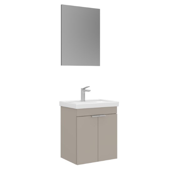 Orka Desna 50 cm Asma Banyo Dolabı Set, Dolaplı Ayna Çöl Beji