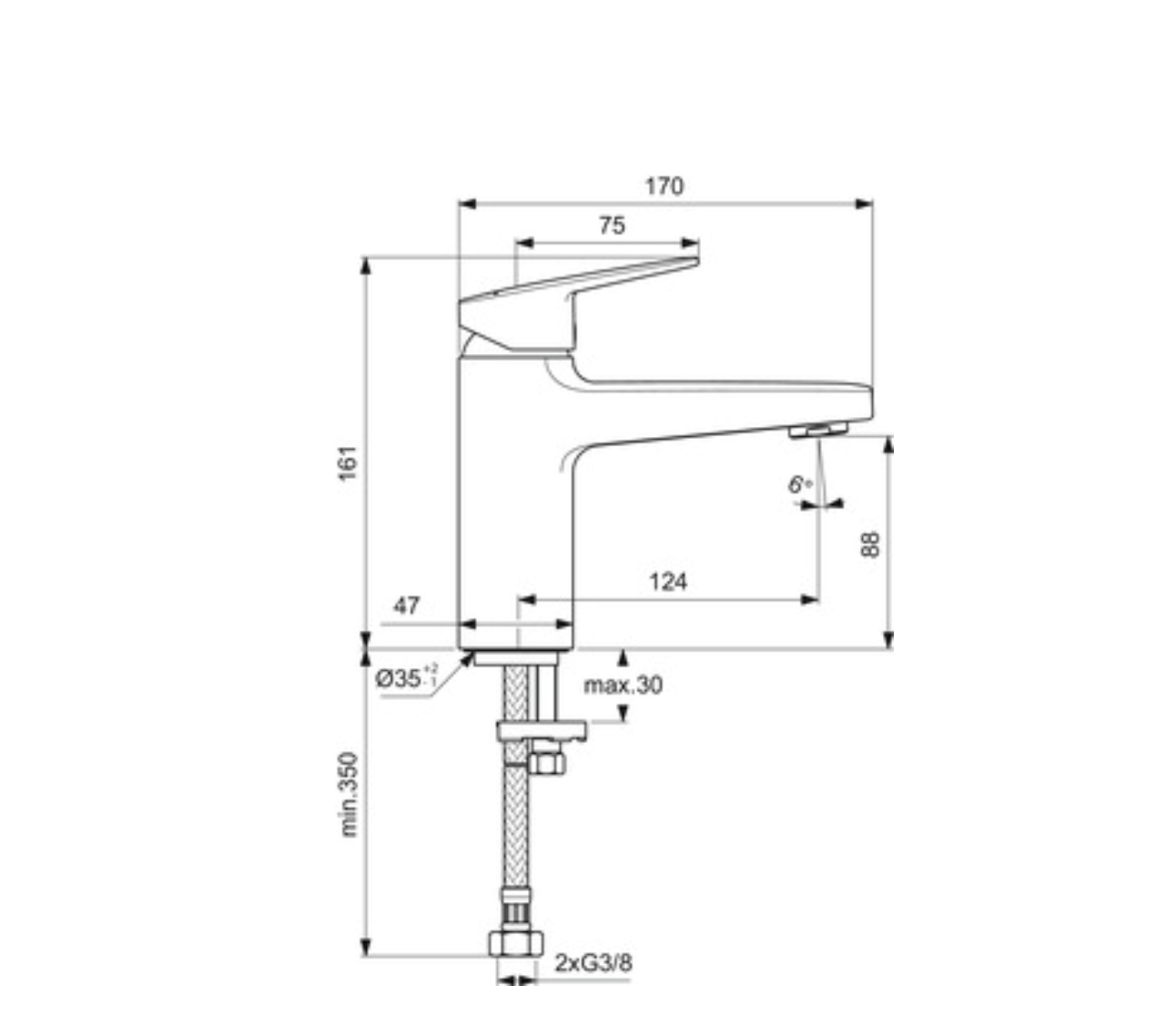 İdeal Standard BC554AA Cerafine O Grande Lavabo Bataryası-Chrome-Sifon Ku