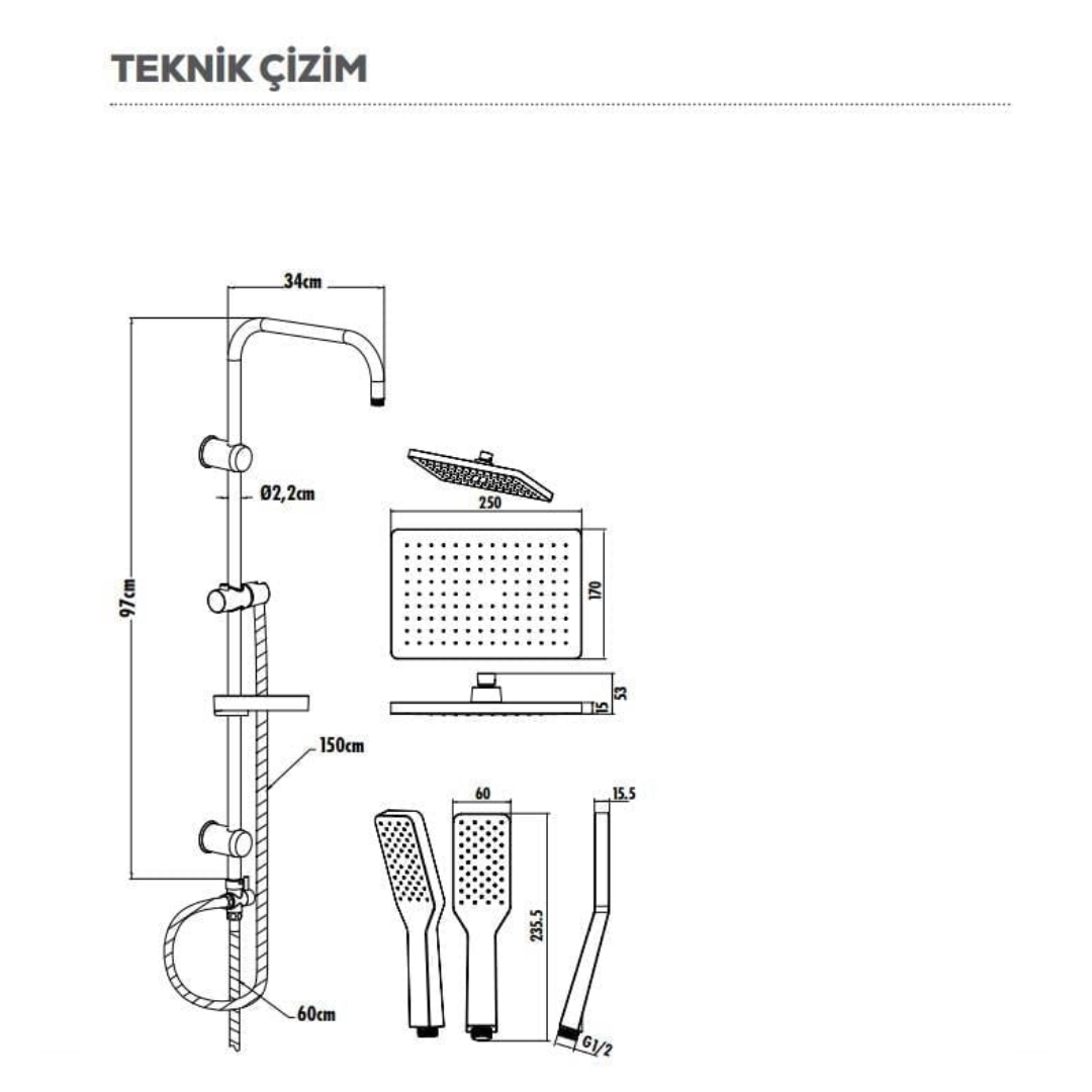 Creavit SH630 Tepe Duş Sistemi