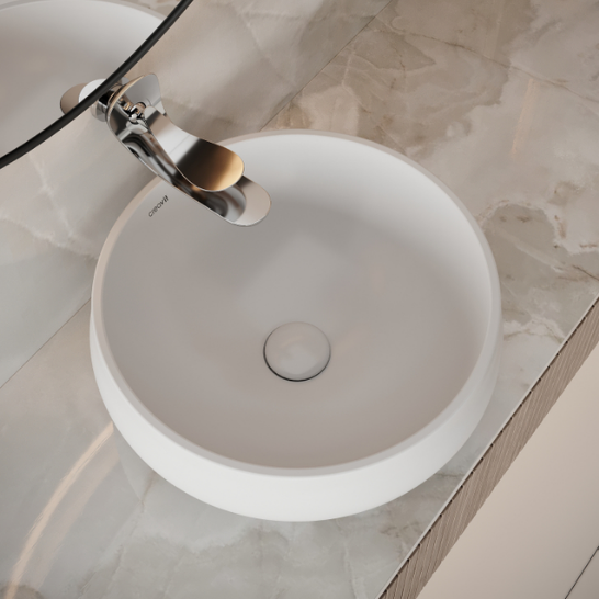 Creavit GO140 Gordo Tezgah Üstü Lavabo Ø40 cm Parlak Beyaz
