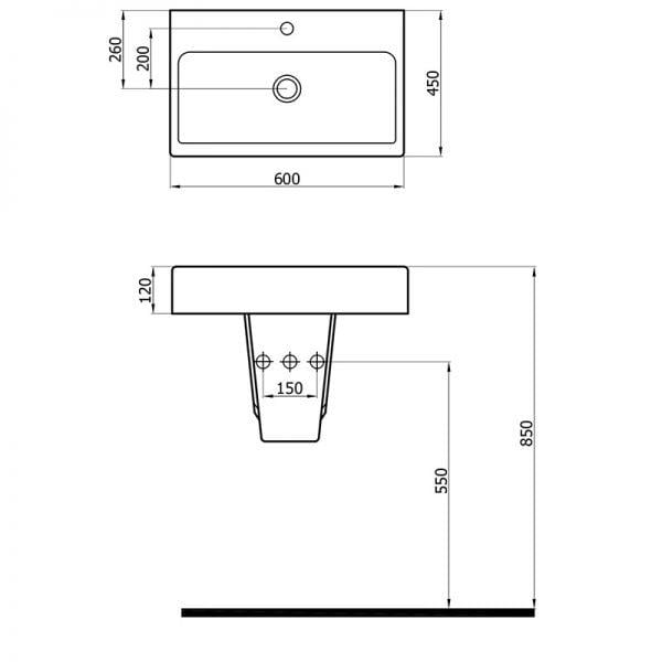 Newarc POW.L.060 Power Tezgah Üstü Lavabo Beyaz
