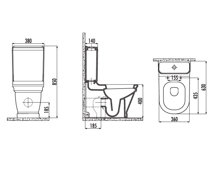CREAVİT AN360 ANTİK DUVARA DAYALI KLOZET ve KLOZET KAPAĞI
