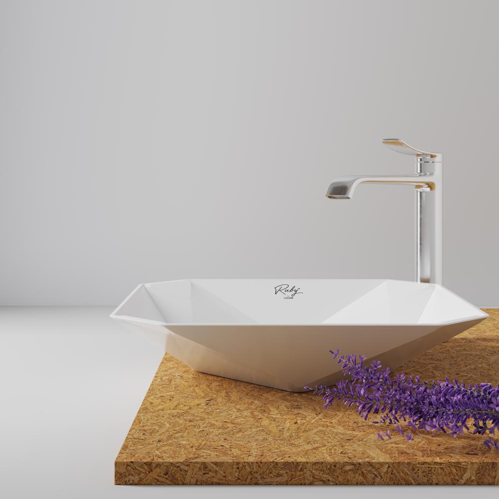 RB040 Ruby Tezgah Üzeri Lavabo 40x40 cm  İnci Mat Beyaz