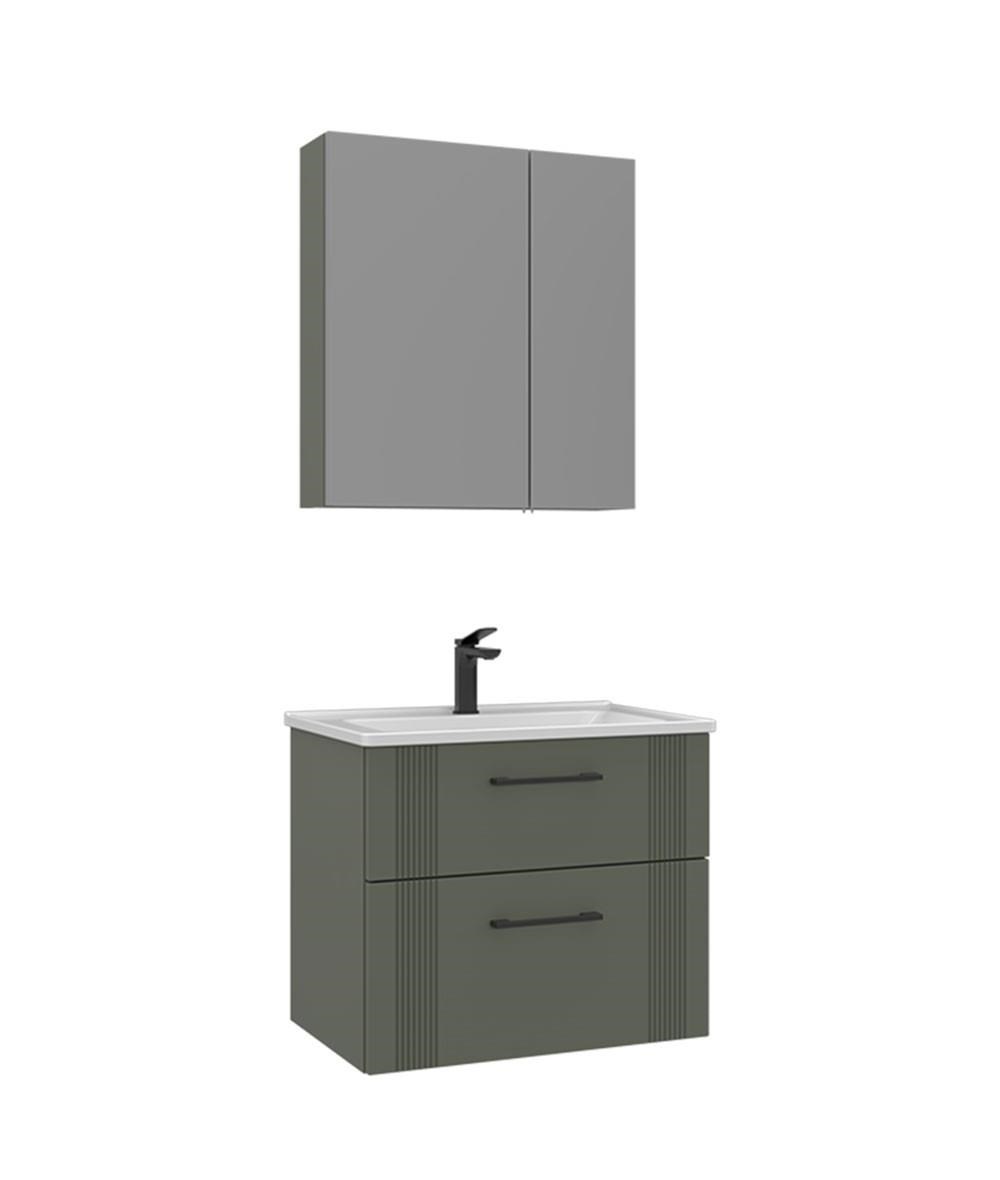 Orka Bari 65 cm Banyo Dolabı Takımı Mat Yeşil