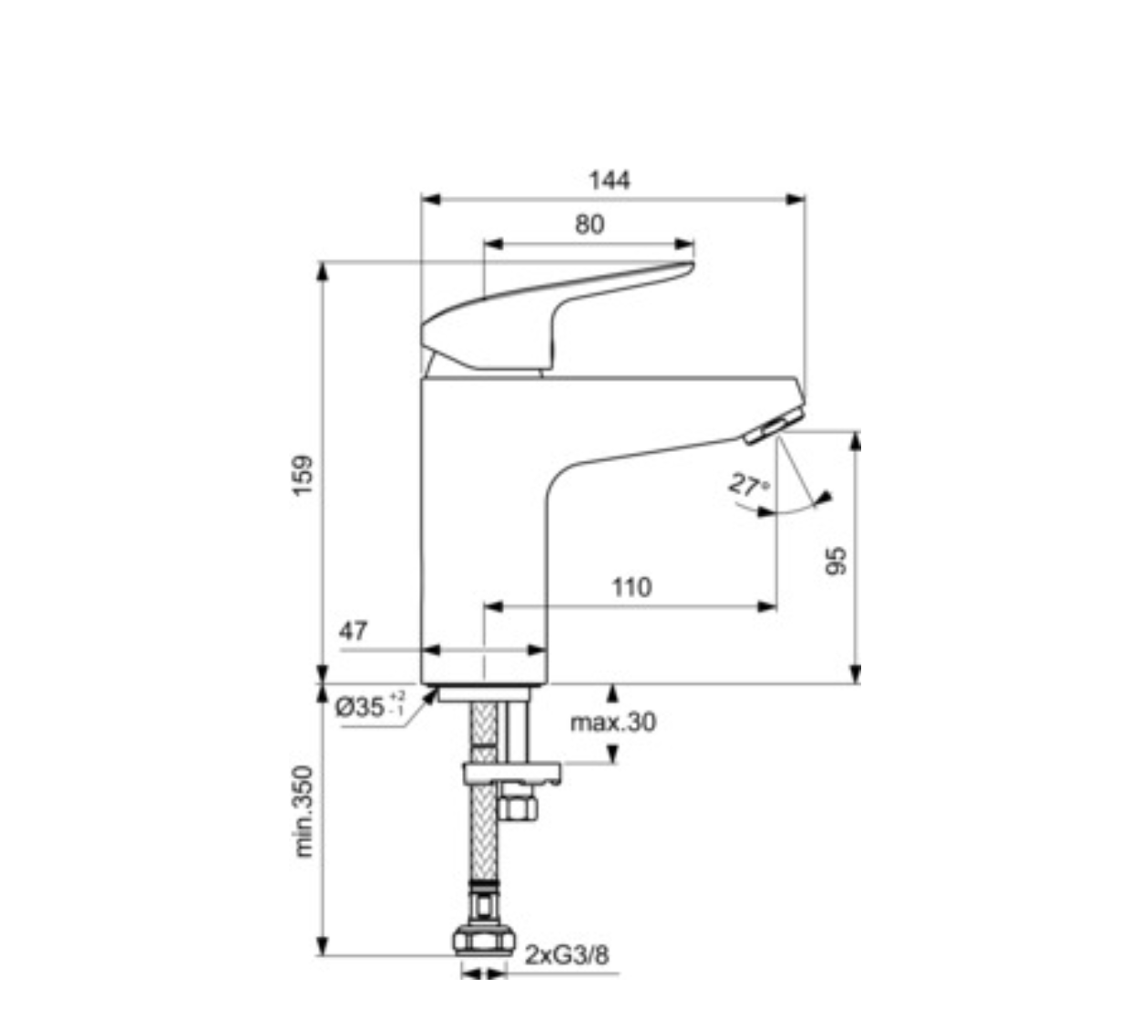 İdeal Standard B1714AA Ceraflex Grande Lavabo Bataryası-Chrome-