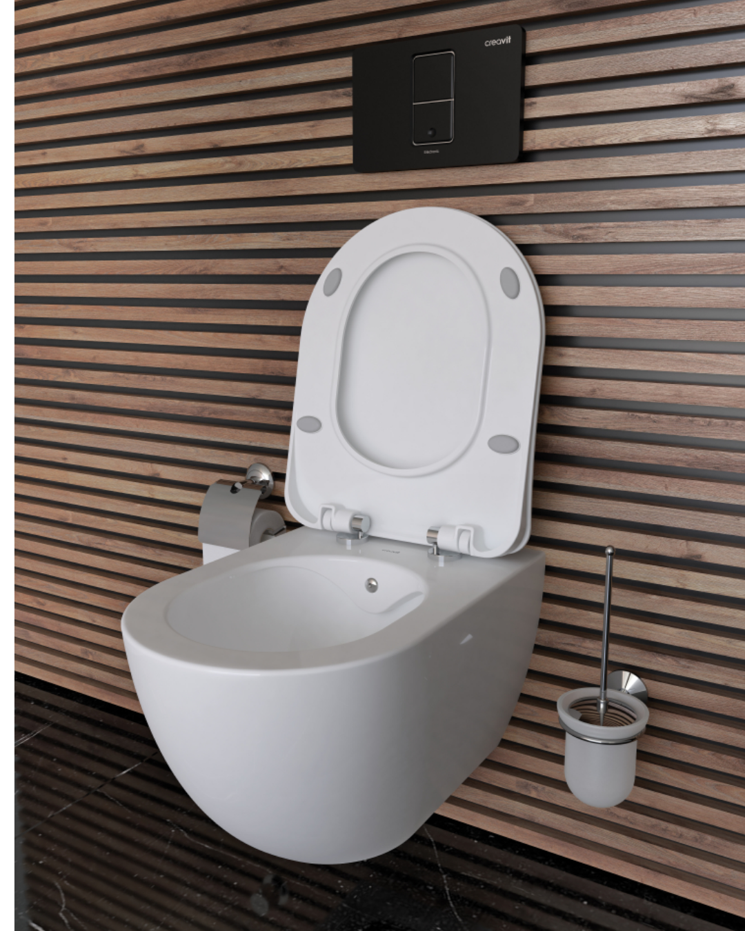 CREAVİT Rim-Off Kanalsız Klozet Ve Yavaş Kapanır Kapak FE322
