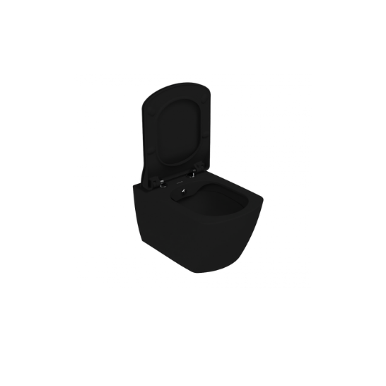Creavit EG321 Elegant Rim-Off Duroplast Yavaş Kapanan Klozet Kapaklı Kömür Karası Mat Siyah Set