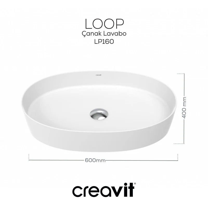 Creavit LP160 Loop Oval Çanak Lavabo 40x60 cm