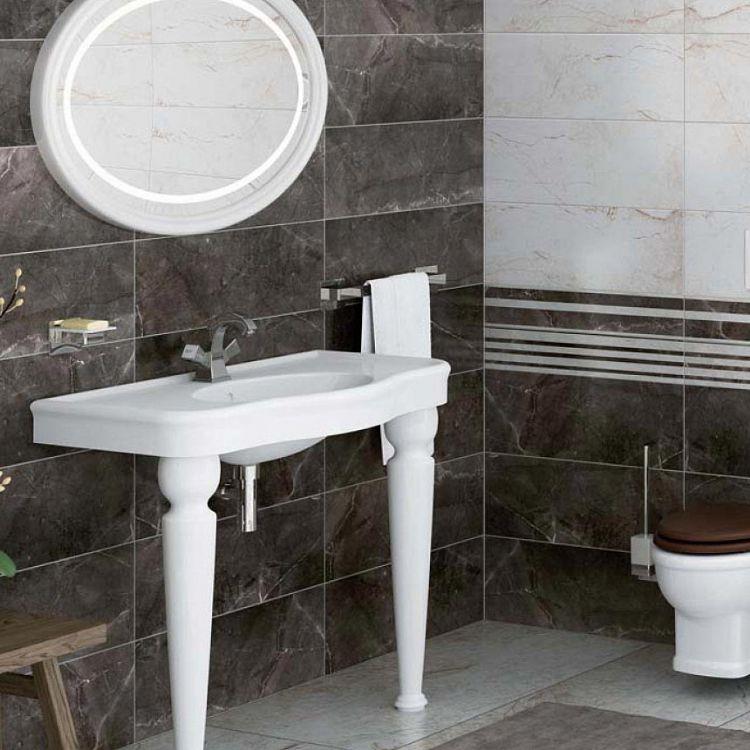 Efes Lavabo, 100 cm Orta Armatür Delikli, Su Taşma Delikli