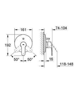 Grohe 19506002 Eurostyle Cosmopolitan Ankastr Banyo/Duş Bataryası Krom