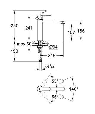 Grohe 31124002 Eurostyle Cosmopolitan Tek Kumandalı Eviye Bataryası Krom