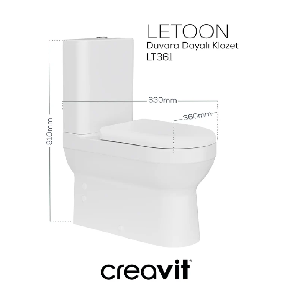 Creavit LT361 Letoon Rim-Off Kanalsız Duvara Dayalı klozet Seti