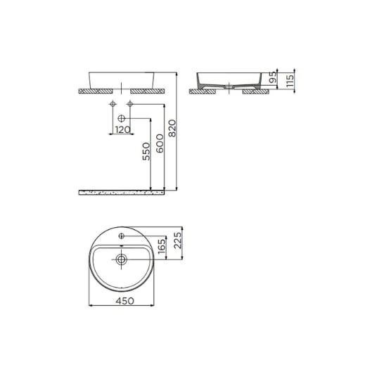 Creavit Loop 45cm Masa Üstü Çanak Lavabo Mat Antrasit LP146-00AM