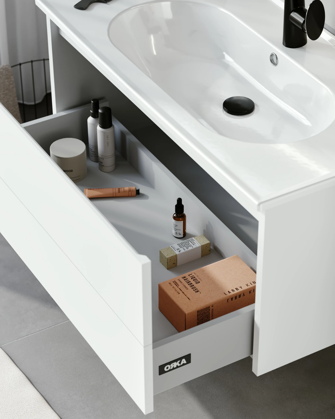 Orka Likya 65 CM Banyo Dolabı Takımı Mat Beyaz