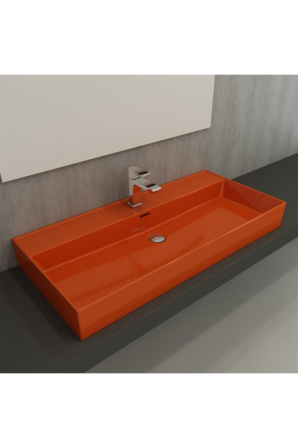 Bocchi Milano Tezgah Üstü Lavabo 100 Cm Parlak Turuncu 1378-012-0126