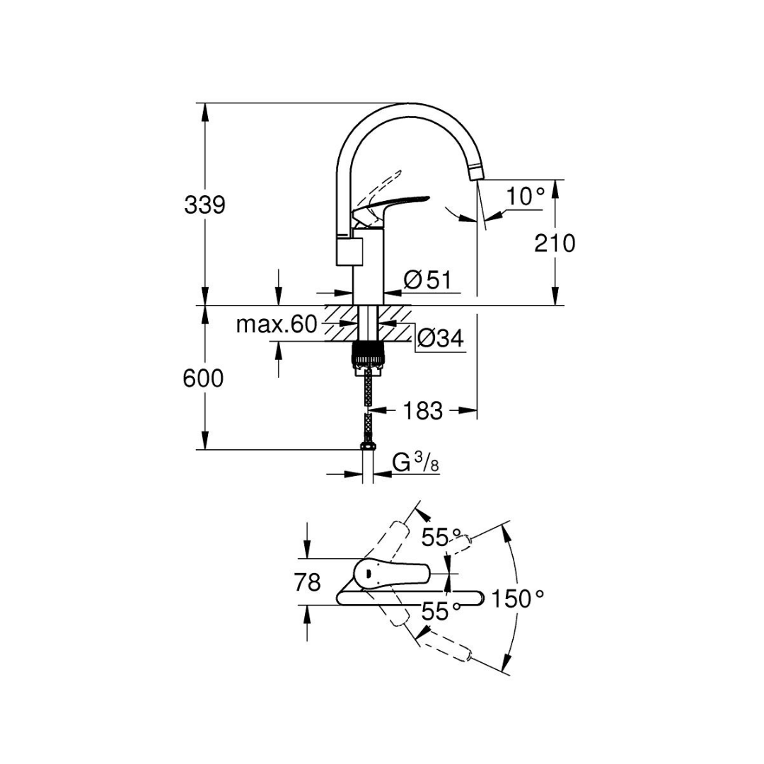 Eurosmart Tek Kumandalı Eviye Bataryası 33202003