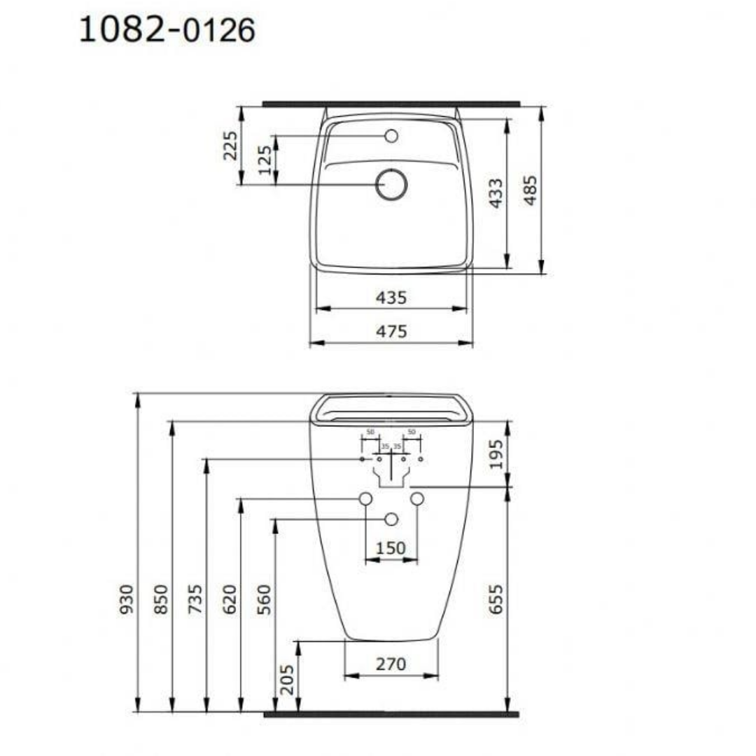 Bocchi Firenze Asma Monoblok Lavabo Parlak Siyah 1082-005-0126