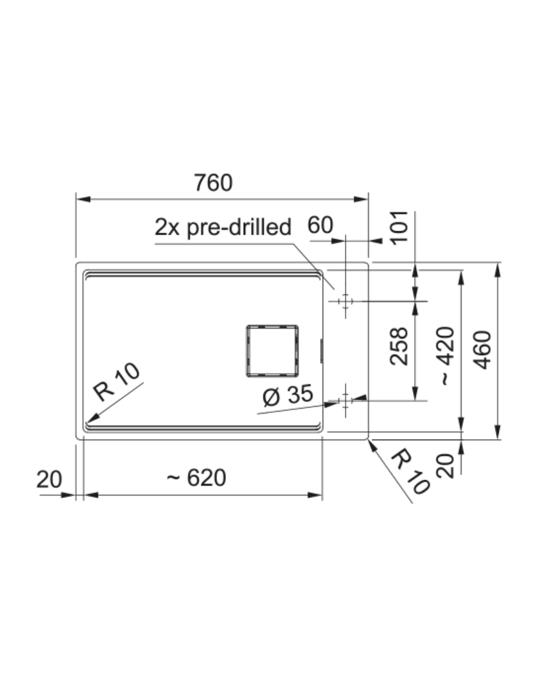Franke Kubus 2 KNG 110-62 Tezgah Altı Evye Stone Grey