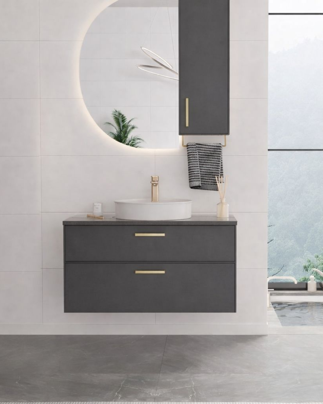 Orka Salerno 95 cm Banyo Dolabı Mat Antrasit