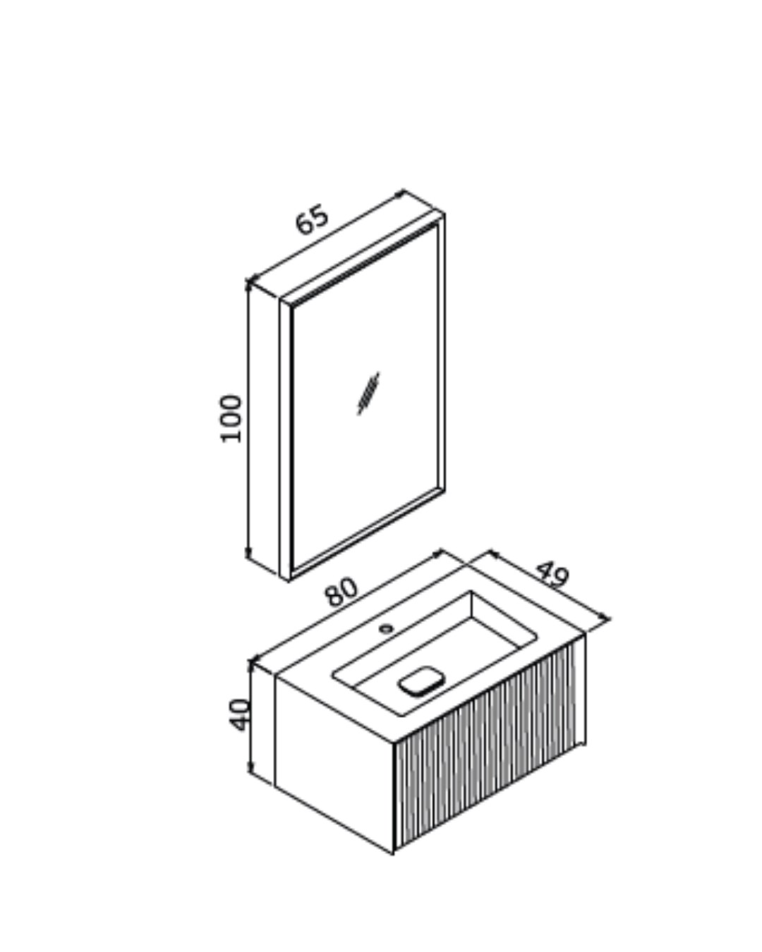 Orka Cube 80 CM Banyo Dolabı Takımı Mat Lacivert