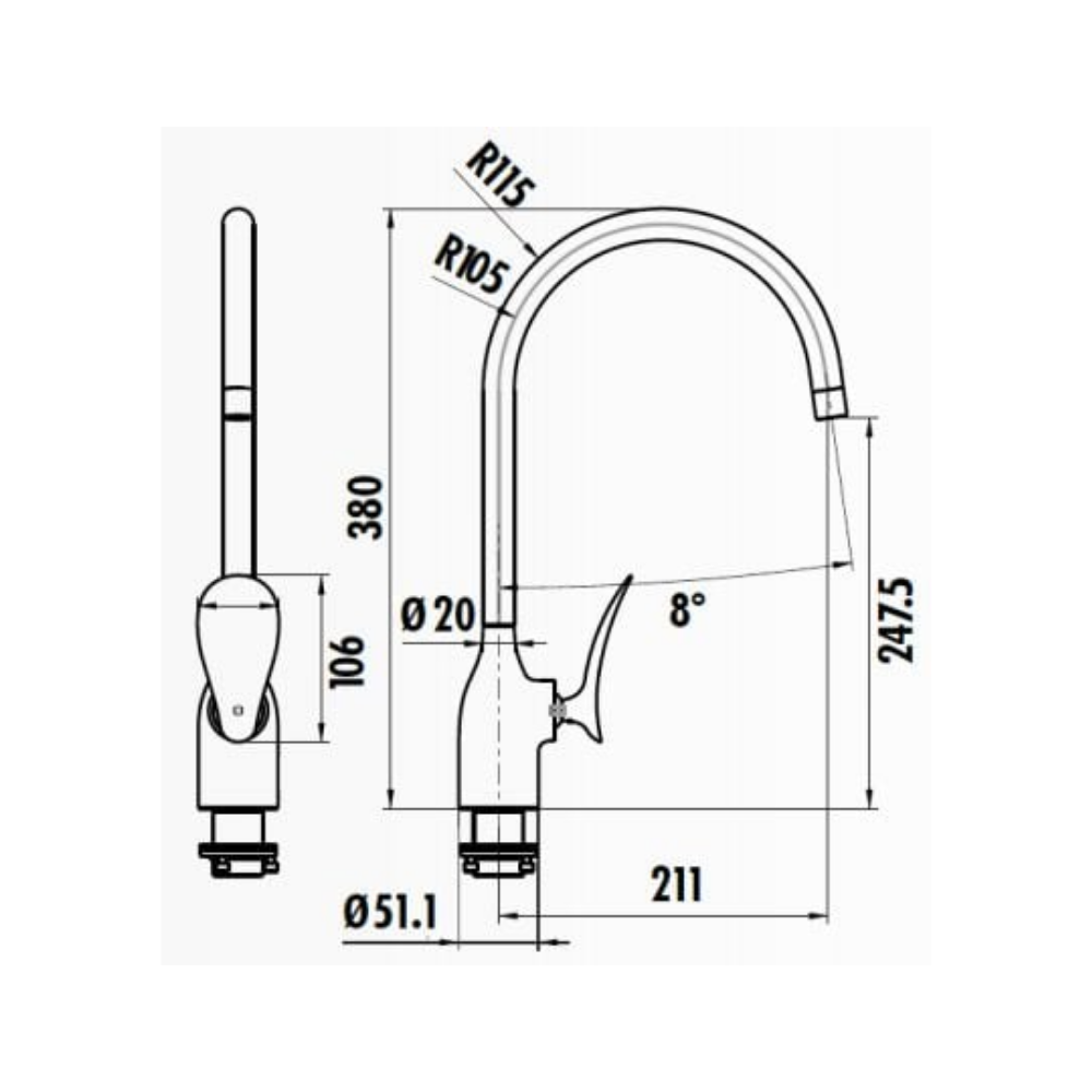 Creavit FG8501 Foglia Mutfak Armatürü