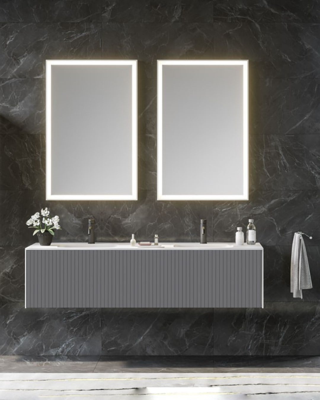 Orka Cube 160 CM Banyo Dolabı Takımı Mat Gri
